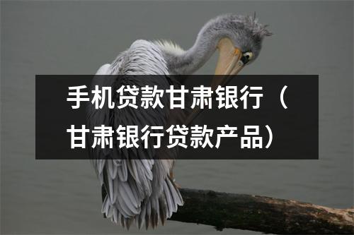 手机贷款甘肃银行(甘肃银行贷款产品)