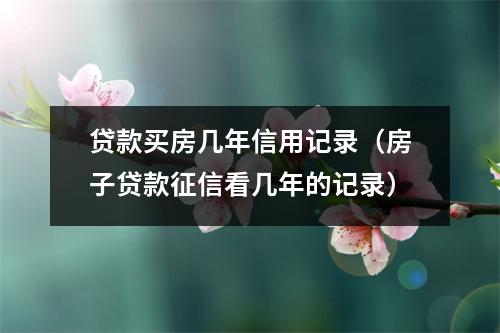 贷款买房几年信用记录（房子贷款征信看几年的记录）