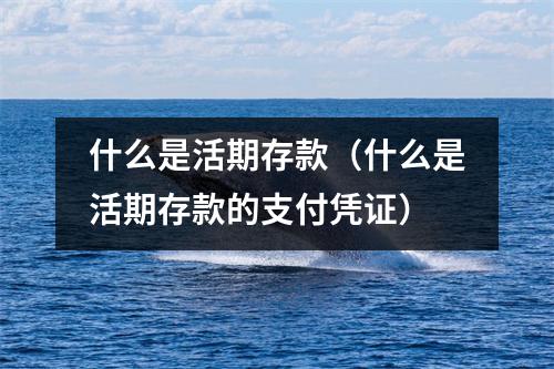 什么是活期存款（什么是活期存款的支付凭证）
