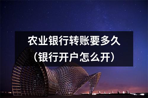 农业银行转账要多久（银行开户怎么开）