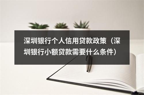 深圳银行个人信用贷款政策（深圳银行小额贷款需要什么条件）