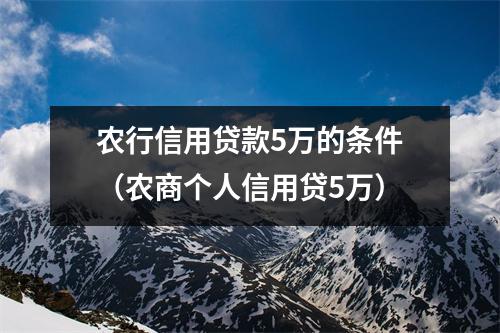 农行信用贷款5万的条件（农商个人信用贷5万）