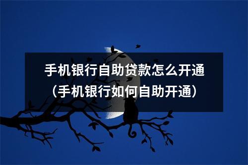 手机银行自助贷款怎么开通（手机银行如何自助开通）