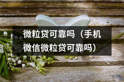 微粒贷可靠吗（手机微信微粒贷可靠吗）