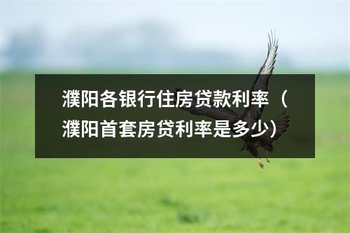 濮阳各银行住房贷款利率(濮阳首套房贷利率是多少)