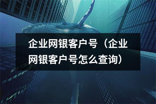 企业网银客户号（企业网银客户号怎么查询）