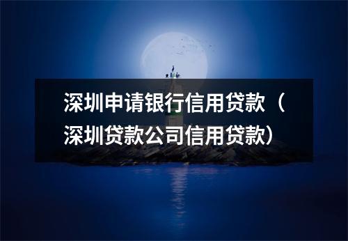 深圳申请银行信用贷款（深圳贷款公司信用贷款）