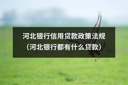 河北银行信用贷款政策法规（河北银行都有什么贷款）