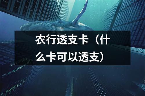 农行透支卡（什么卡可以透支）
