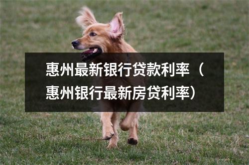 惠州最新银行贷款利率（惠州银行最新房贷利率）
