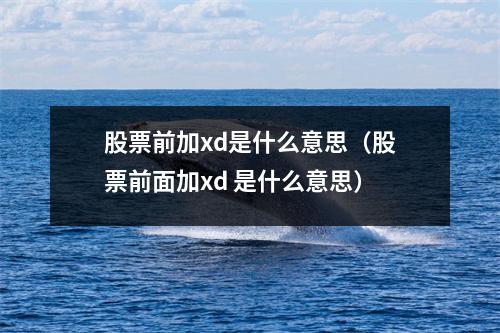 股票前加xd是什么意思（股票前面加xd 是什么意思）