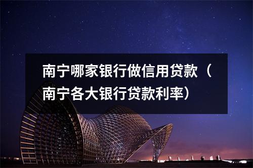 南宁哪家银行做信用贷款（南宁各大银行贷款利率）