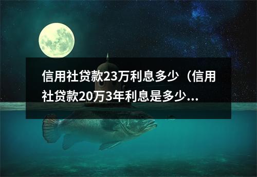 信用社贷款23万利息多少（信用社贷款20万3年利息是多少）