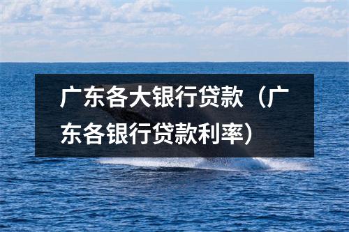 广东各大银行贷款（广东各银行贷款利率）