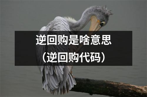 逆回购是啥意思(逆回购代码)
