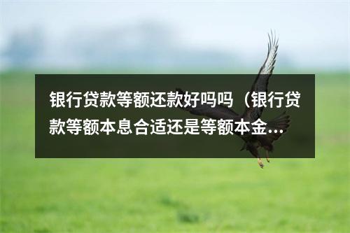 银行贷款等额还款好吗吗（银行贷款等额本息合适还是等额本金合适）