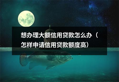 想办理大额信用贷款怎么办（怎样申请信用贷款额度高）