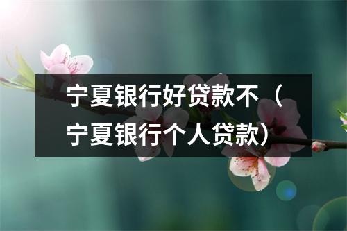 宁夏银行好贷款不（宁夏银行个人贷款）