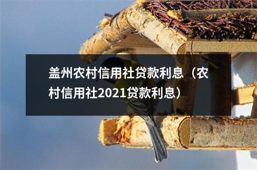 盖州农村信用社贷款利息（农村信用社2021贷款利息）