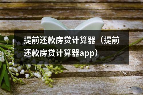 提前还款房贷计算器（提前还款房贷计算器app）