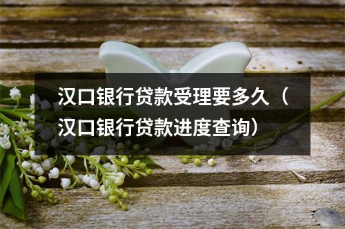 汉口银行贷款受理要多久（汉口银行贷款进度查询）