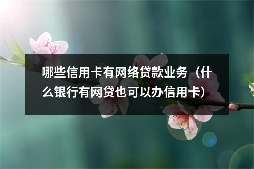 哪些信用卡有网络贷款业务(什么银行有网贷也可以办信用卡)