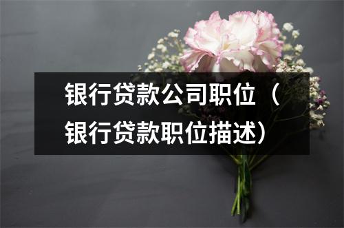 银行贷款公司职位（银行贷款职位描述）