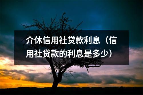 介休信用社贷款利息（信用社贷款的利息是多少）