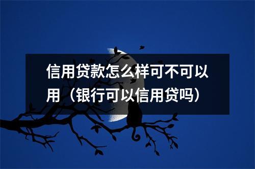 信用贷款怎么样可不可以用（银行可以信用贷吗）