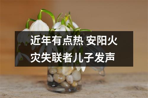 近年有点热 安阳火灾失联者儿子发声