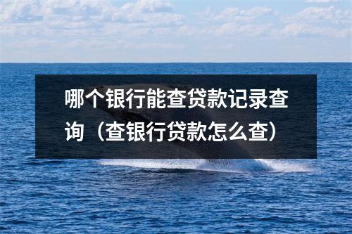 哪个银行能查贷款记录查询（查银行贷款怎么查）