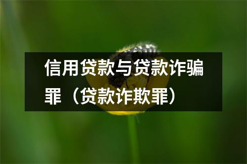 信用贷款与贷款诈骗罪（贷款诈欺罪）
