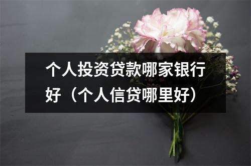 个人投资贷款哪家银行好（个人信贷哪里好）
