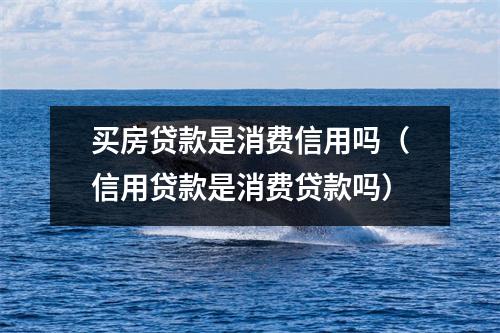 买房贷款是消费信用吗（信用贷款是消费贷款吗）