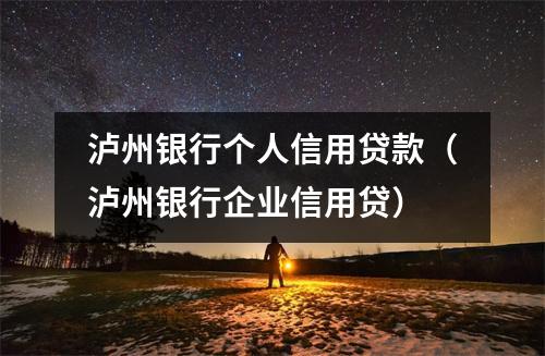 泸州银行个人信用贷款（泸州银行企业信用贷）