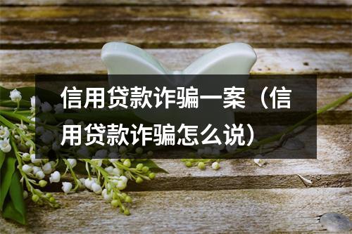 信用贷款诈骗一案（信用贷款诈骗怎么说）