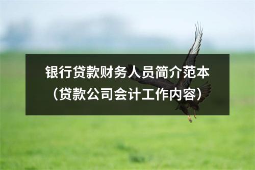 银行贷款财务人员简介范本(贷款公司会计工作内容)