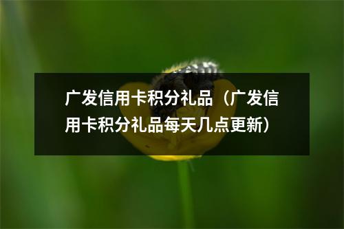 广发信用卡积分礼品(广发信用卡积分礼品每天几点更新)