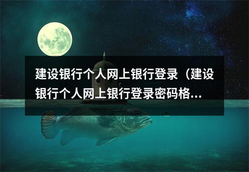 建设银行个人网上银行登录（建设银行个人网上银行登录密码格式）