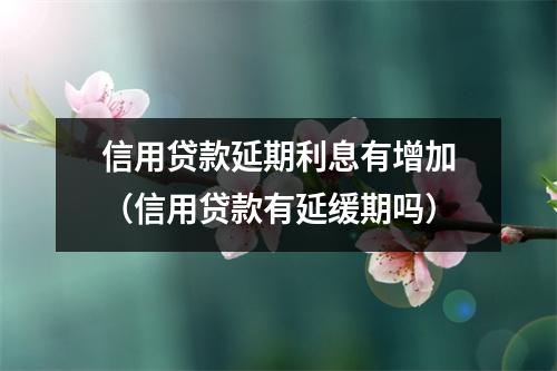 信用贷款延期利息有增加（信用贷款有延缓期吗）