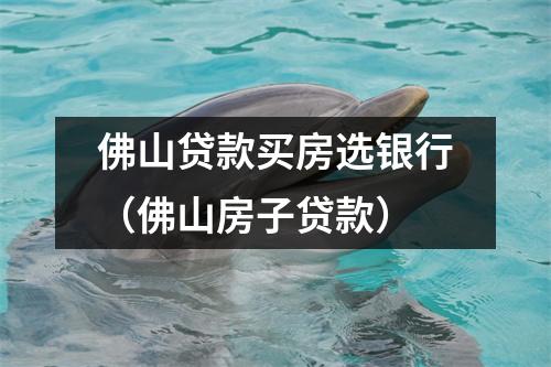 佛山贷款买房选银行（佛山房子贷款）