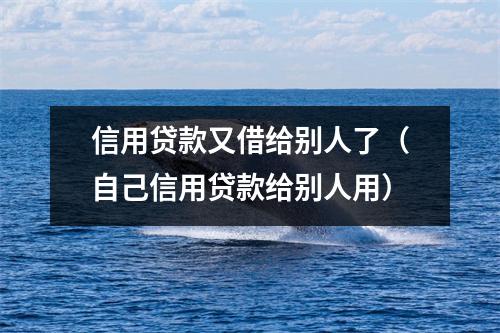 信用贷款又借给别人了（自己信用贷款给别人用）