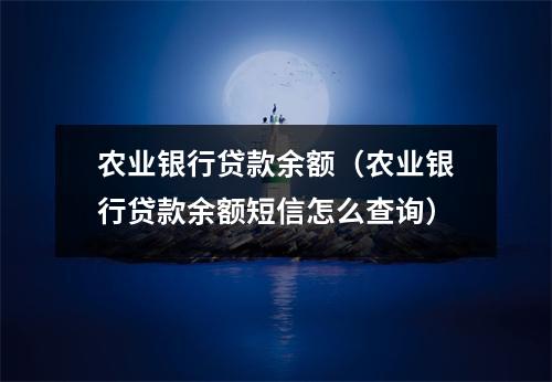 农业银行贷款余额（农业银行贷款余额短信怎么查询）
