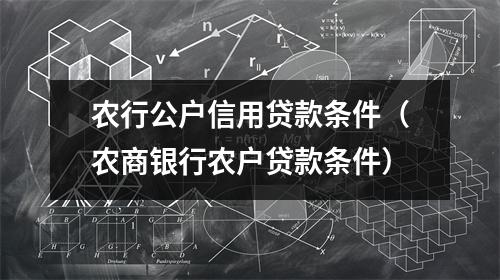 农行公户信用贷款条件（农商银行农户贷款条件）