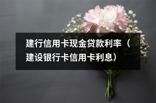 建行信用卡现金贷款利率（建设银行卡信用卡利息）