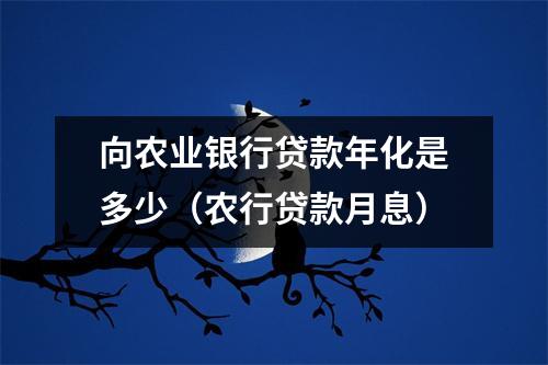 向农业银行贷款年化是多少（农行贷款月息）