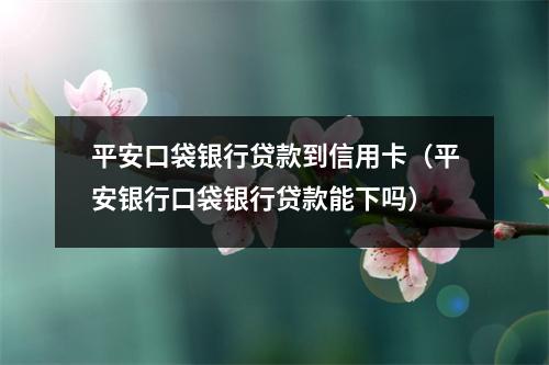 平安口袋银行贷款到信用卡（平安银行口袋银行贷款能下吗）