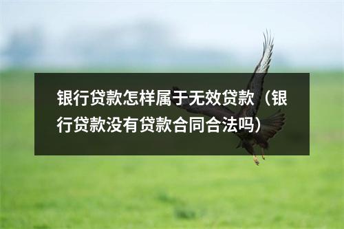 银行贷款怎样属于无效贷款（银行贷款没有贷款合同合法吗）