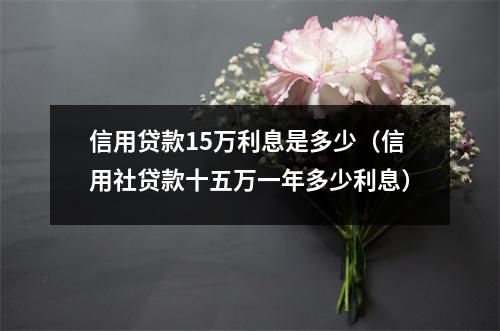 信用贷款15万利息是多少（信用社贷款十五万一年多少利息）