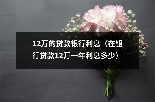 12万的贷款银行利息（在银行贷款12万一年利息多少）